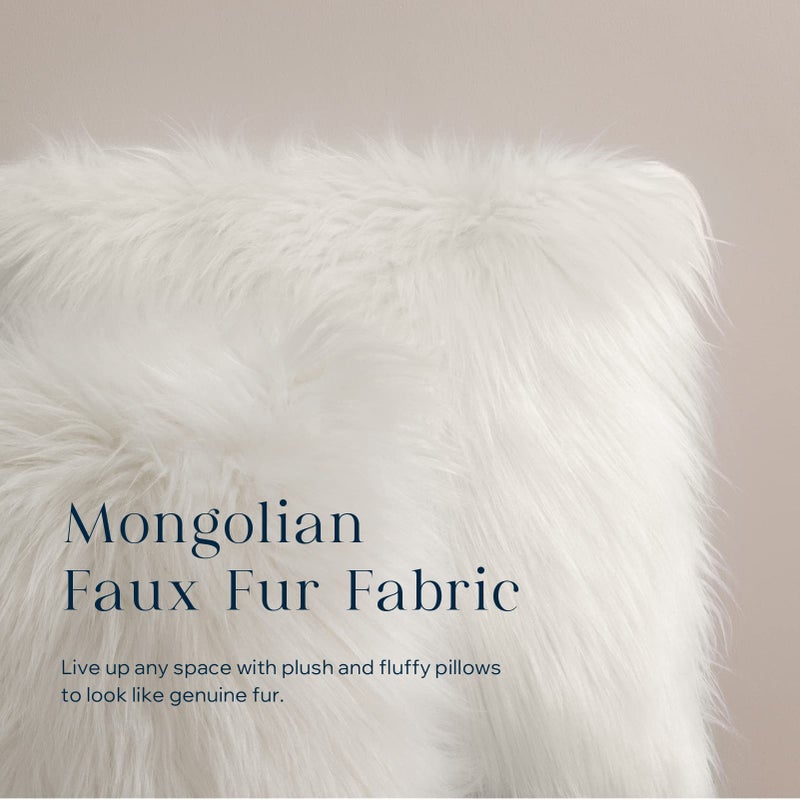 Phantoscope Faux Fur Solid Decorative Pillow Cover Fluffy Throw Pillow Mongolian Luxury Fuzzy Pillow Case Cushion Cover for Bedroom and Couch, Off-White 26 x 26 Inches, Pack of 1 - Image 3